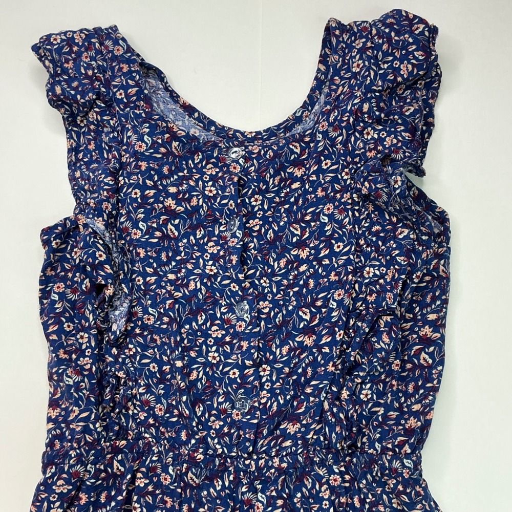 btween Blue Floral Jumpsuit Girls Size 10 Ruffle Shoulder Wide Leg 3E176TJ - Picture 9 of 16